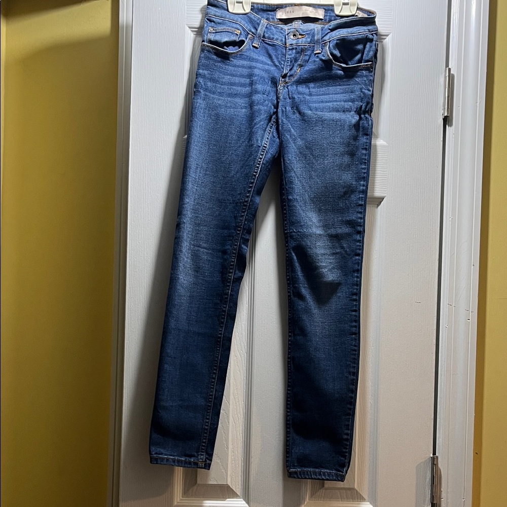 Guess Women's Straight Power Skinny Low Blue Jeans